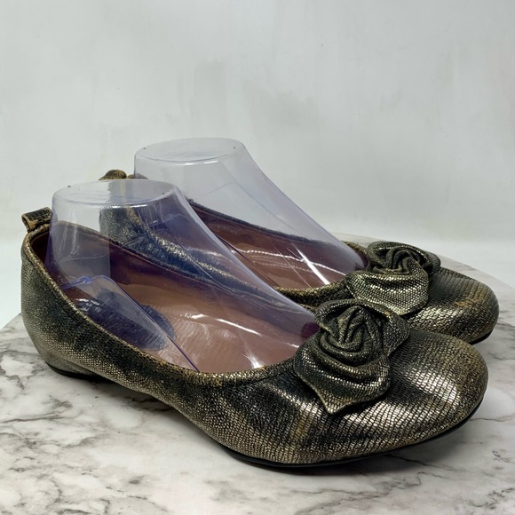 Earthies Shoes - Earthies Rubio Metallic Bow Hidden Wedge Comfort Shoes 9.5 Edgy Artsy Balletcore